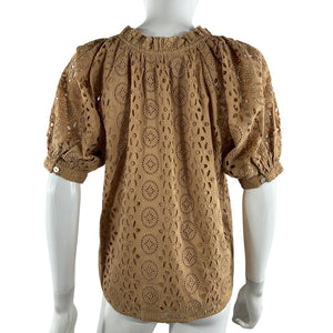 Cleobella Embroidered Caramel Katie Blouse Size XS