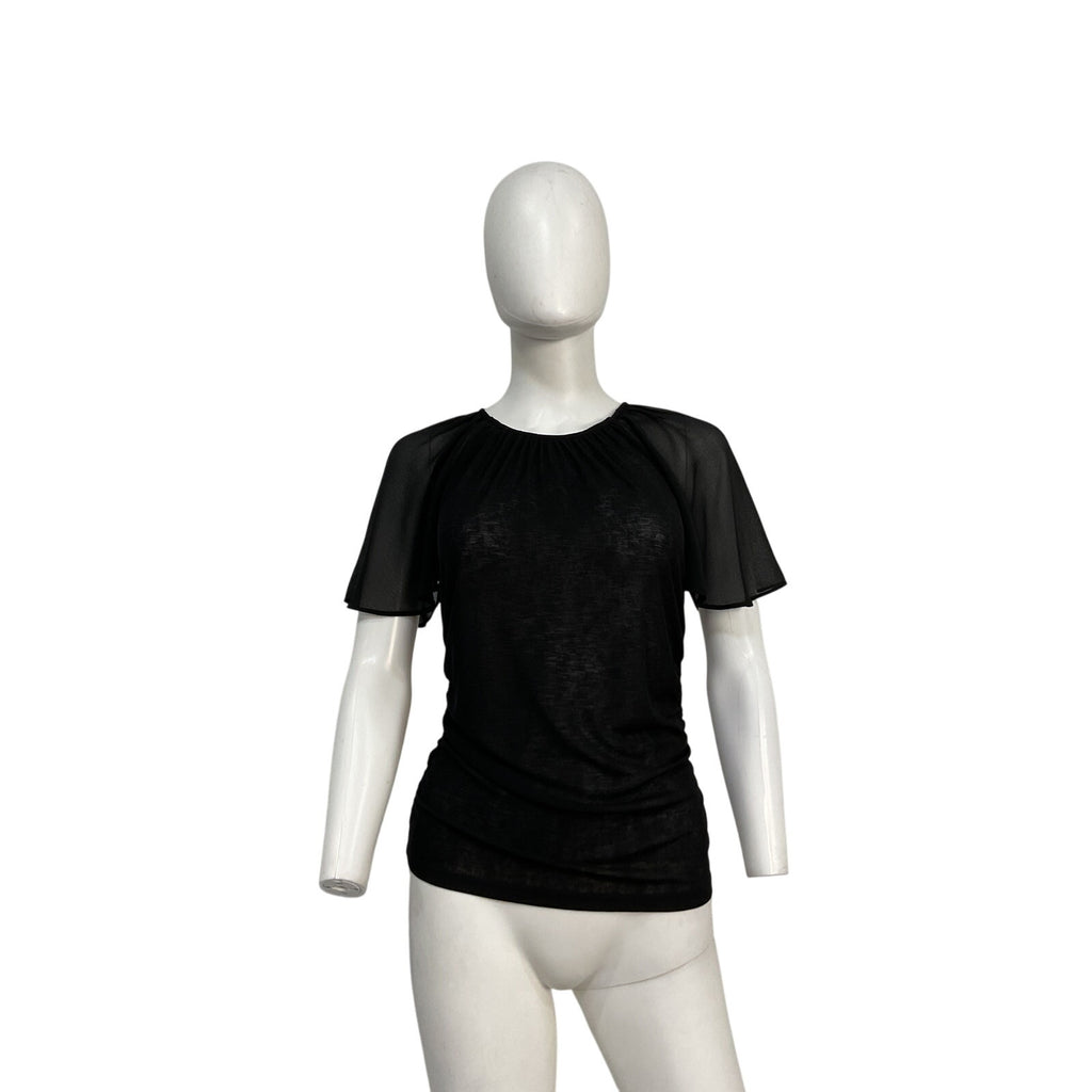 Veronica Beard 'Arisa' Black Chiffon-Sleeve Blouse Size M