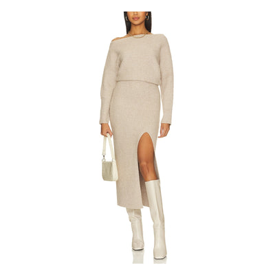 Line & Dot Ribbed Tan Alta Dress Size XS