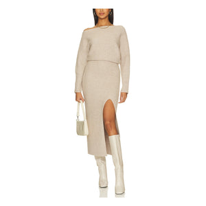 Line & Dot Ribbed Tan Alta Dress Size XS