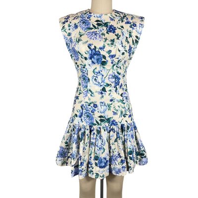 Zimmermann Floral Aquamarine Multi Moncur Dress Size S