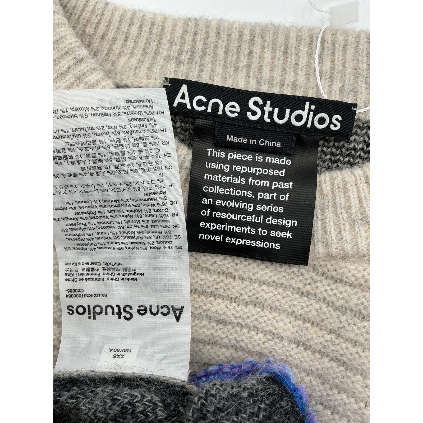Acne Studios Printed Blue Wool Sweater Size XXS