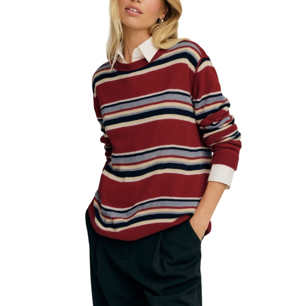 Reformation Striped Multicolor Boyfriend Pullover Size S