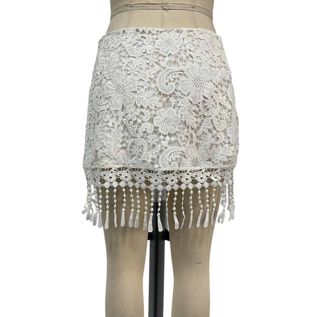 Reformation 'Savannah' White Polyester Low Waist Skirt Size 6