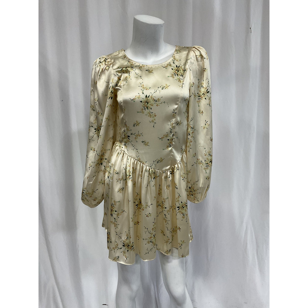 Loveshackfancy 'Garcia' Yellow Floral Satin Mini Dress Size 2