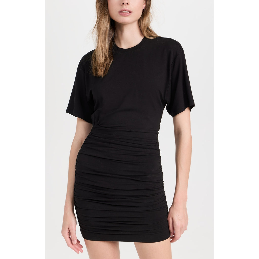 Atm Anthony 'Thomas' Black Melillo Matte Jersey Short Sleeve Ruched Mini Dress Size XL