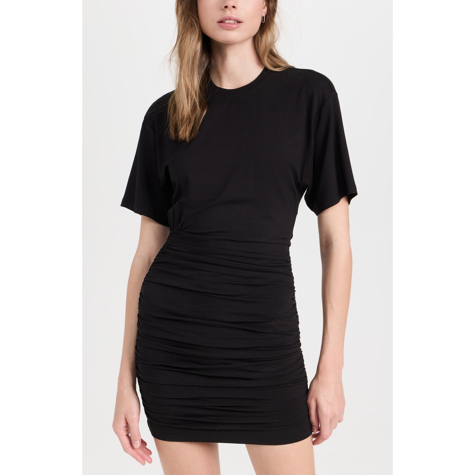 Atm Anthony 'Thomas' Black Melillo Matte Jersey Short Sleeve Ruched Mini Dress Size XL