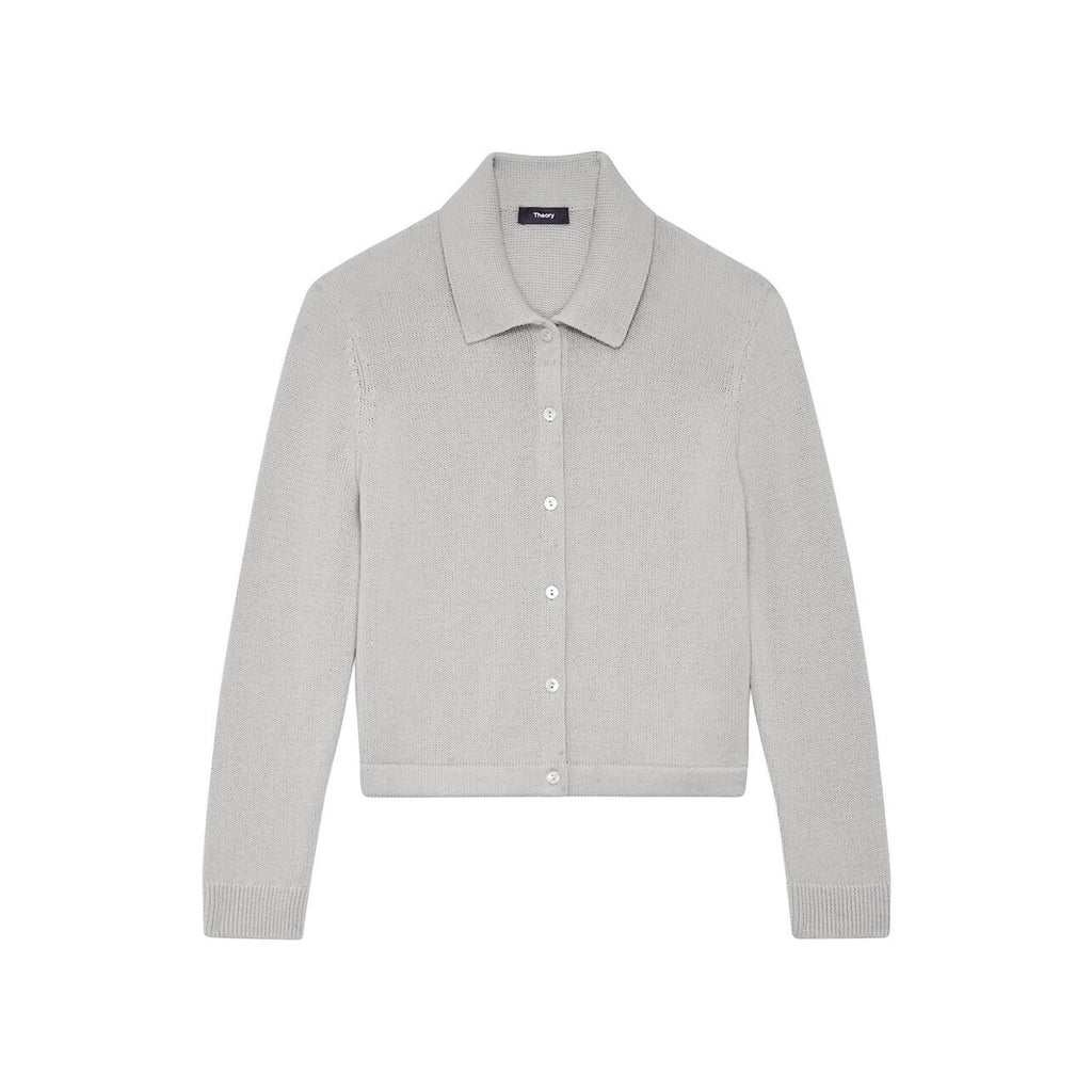 Theory Cotton-Cashmere Grey Cotton Cardigan Size S
