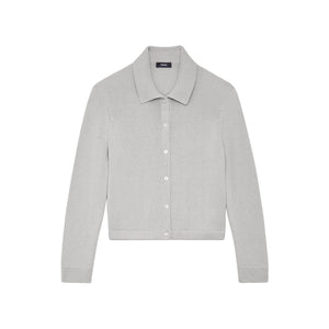 Theory Cotton-Cashmere Grey Cotton Cardigan Size S