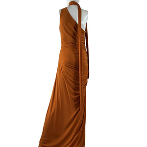 Halston Asymmetrical Orange Audrie Gown Size 6