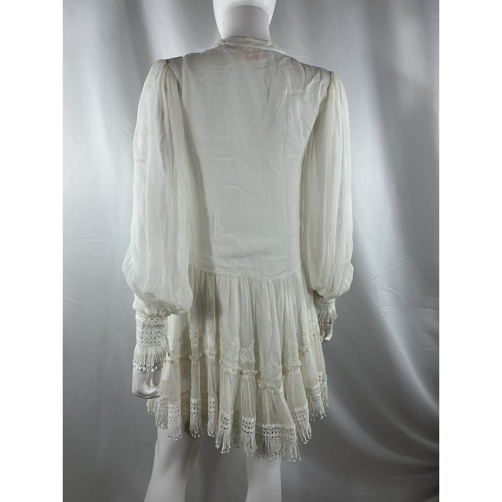 Rococo Sand 'Cia' White Viscose Mini Dress Size S