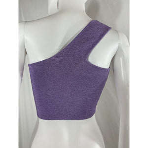 Dodo Bar Or Shimmery Light Purple Jo One Shoulder Crop Top Size 40 IT / US 4