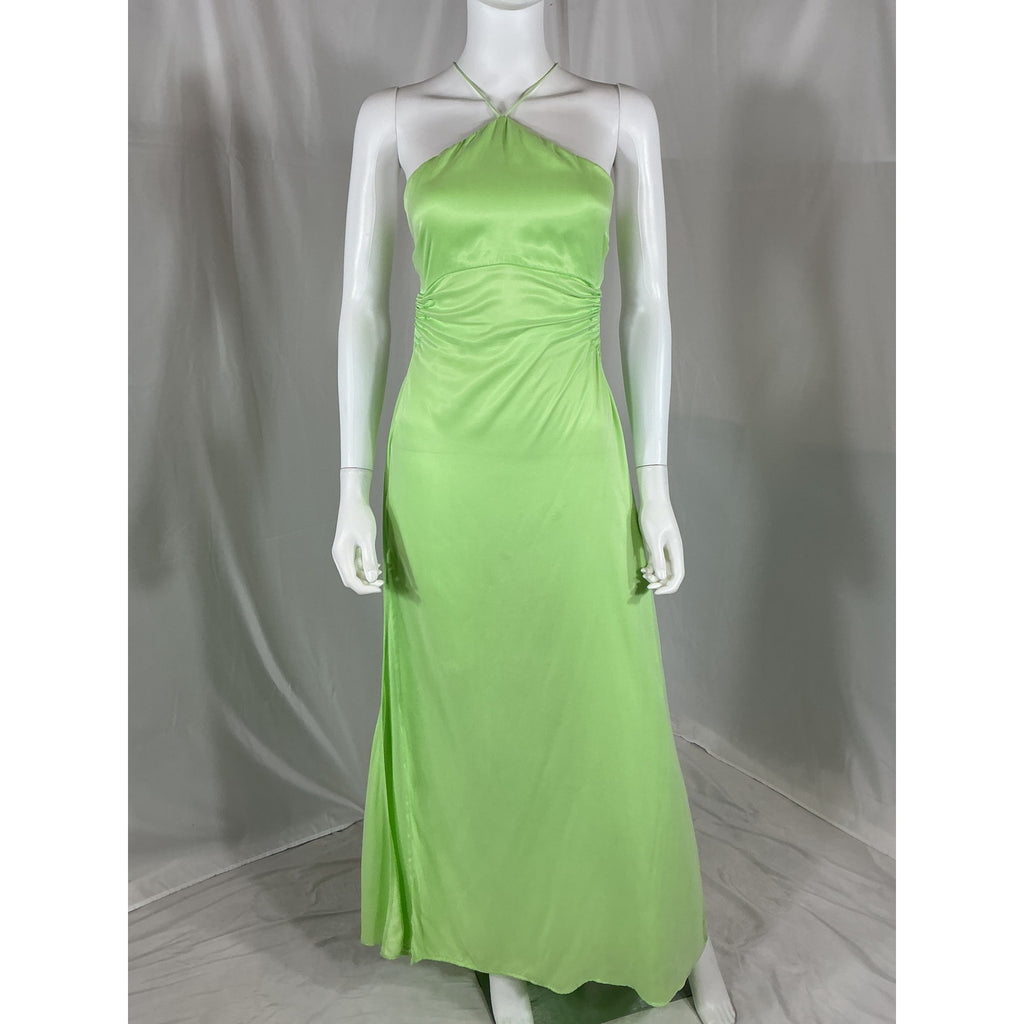 For Love & Lemons 'Kyra' Green Silk Maxi Dress Size M