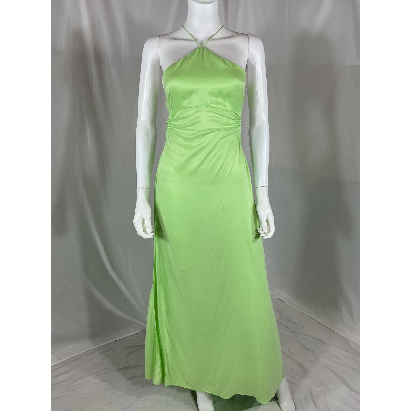For Love & Lemons 'Kyra' Green Silk Maxi Dress Size M