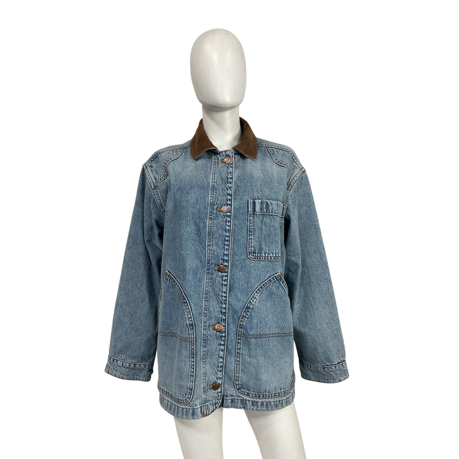 D�en 'Pascual' Blue Cotton Corduroy-Trimmed Denim Jacket Size XS
