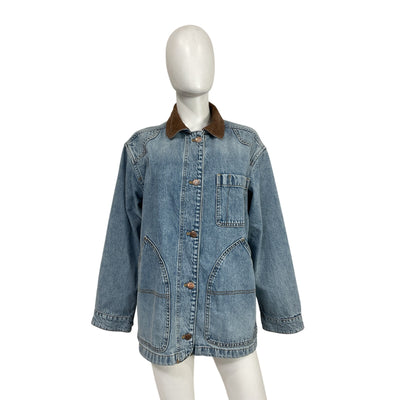 Dôen 'Pascual' Blue Cotton Corduroy-Trimmed Denim Jacket Size XS