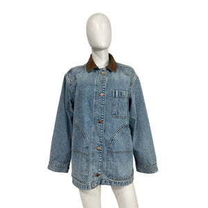 Dôen 'Pascual' Blue Cotton Corduroy-Trimmed Denim Jacket Size XS