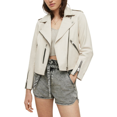 Allsaints Classic White Fern Biker Jacket Size 6