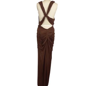 Gauge81 Draped Brown Ina Maxi Dress Size 36 EU / 4 US