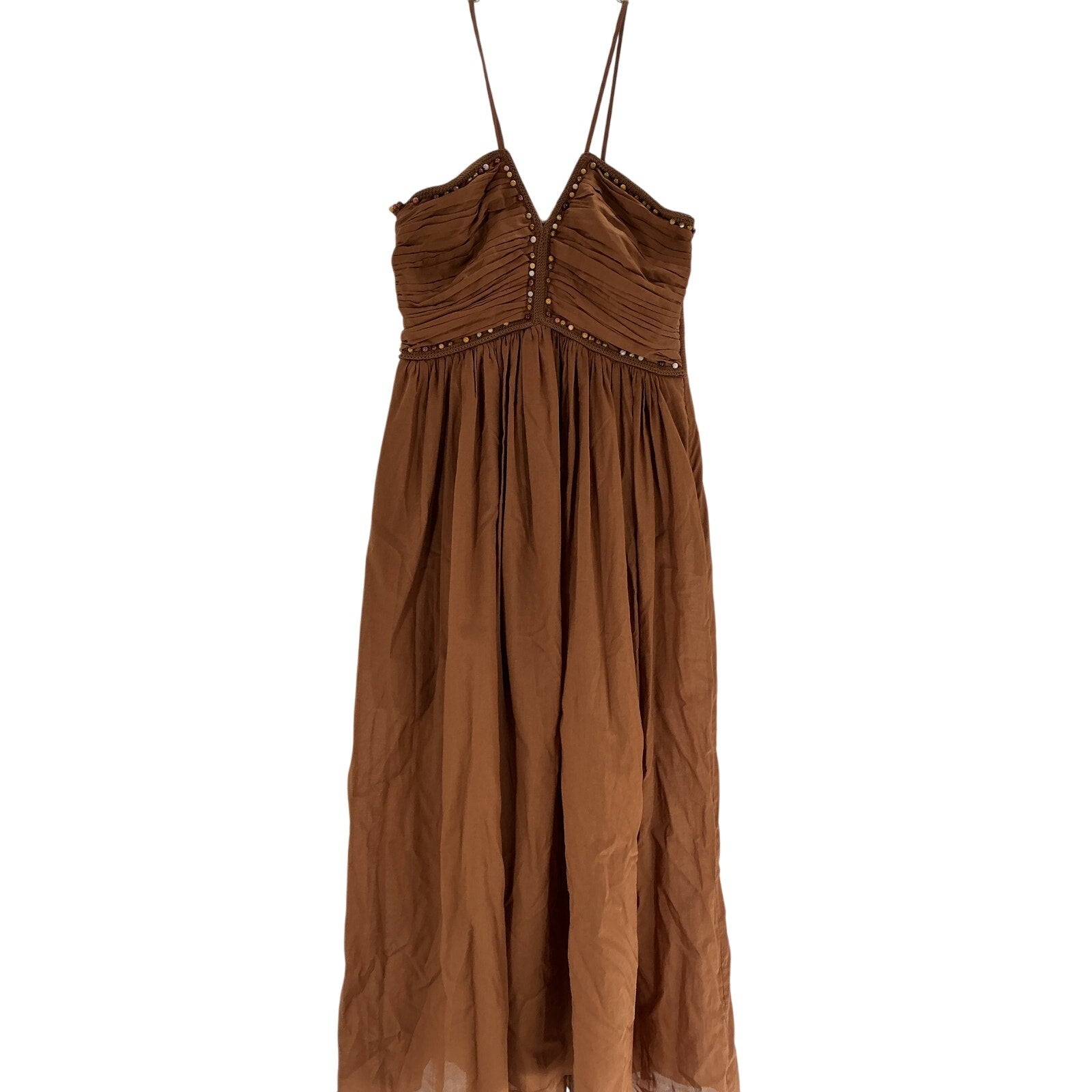A.L.C. 'Rumi' Brown Cotton Crocheted Trim Dress Size 6