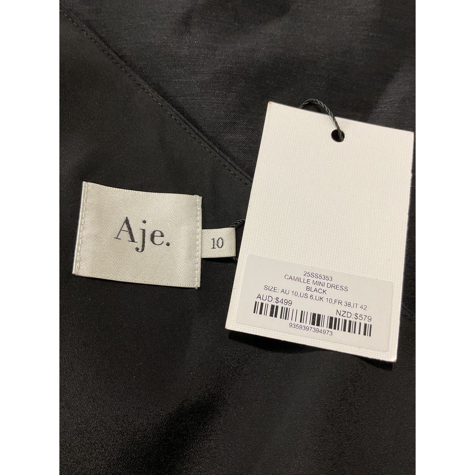 Aje 'Camille' Black Linen Mini Dress Size 10 - NWT