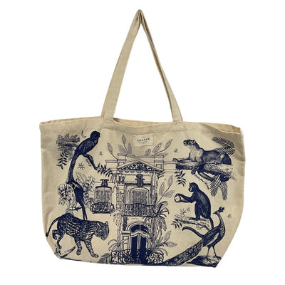 Sézane Printed Navy Blue Paraiso Tote Bag