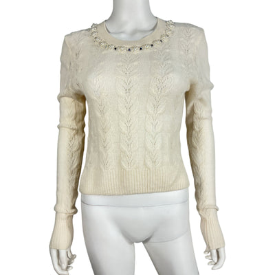 Loveshackfancy Embellished Beige Linus Sweater Size XS