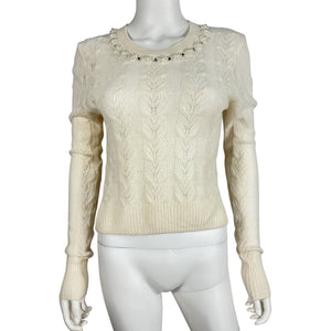 Loveshackfancy Embellished Beige Linus Sweater Size XS