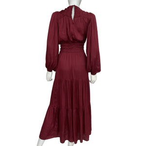 Minkpink Smocked Wine Elvina Midi Dress Size XS