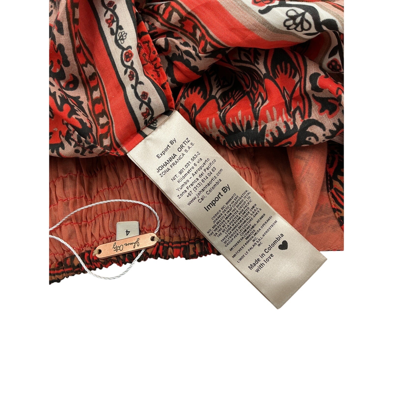 Johanna Ortiz 'Tropical' Brown Cotton Mantra Mini Dress Size 4