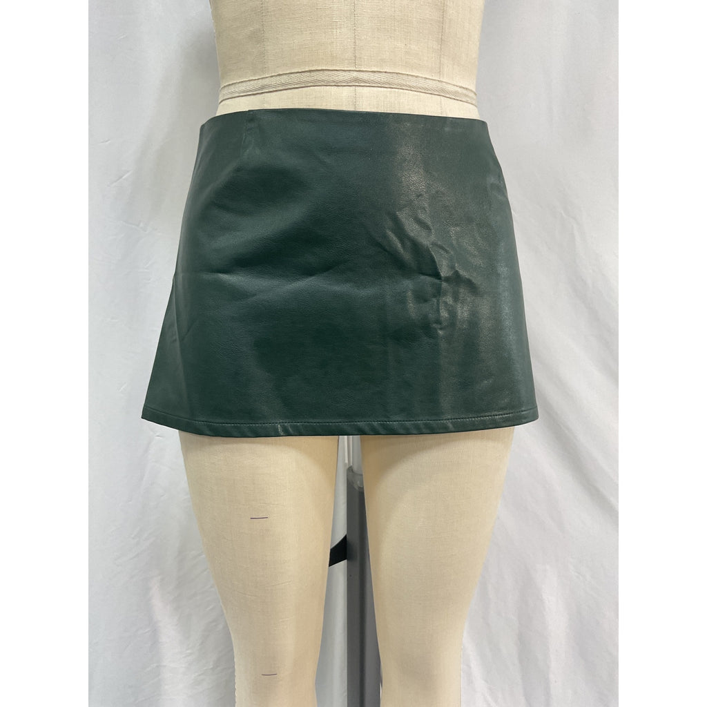 Miaou 'Fig' Green Leather Skirt Size M