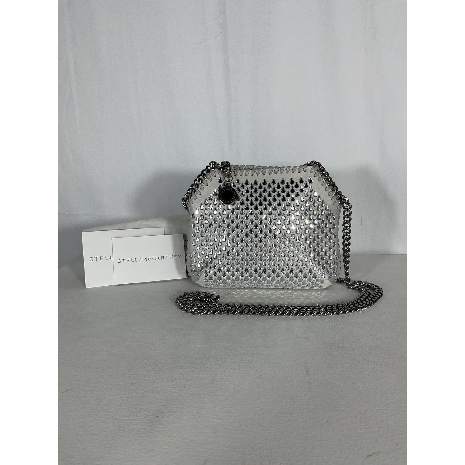 Stella Mccartney 'Falabella' Silver Crystal And Mesh Crystal-Embellished Mini Bag