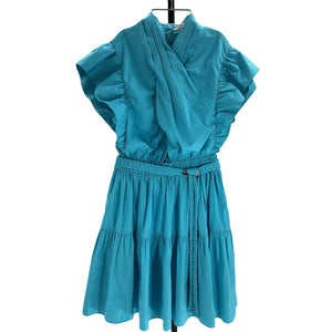 Derek Lam Ruffled Peacock Blue Finn Dress Size 6