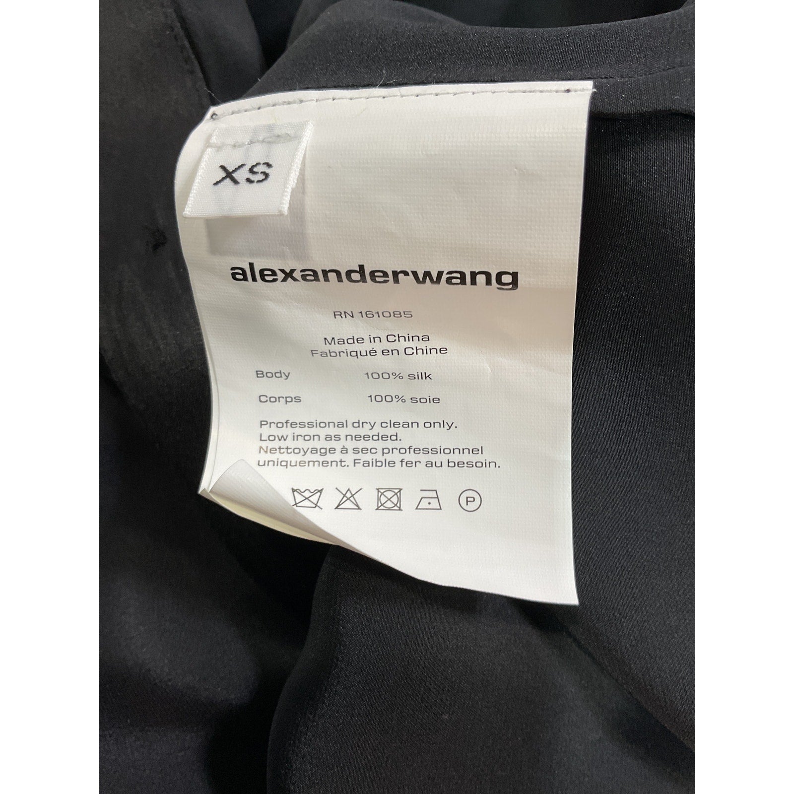 Alexander Wang 'Off The Shoulder' Black Satin Top Size XS - NWT