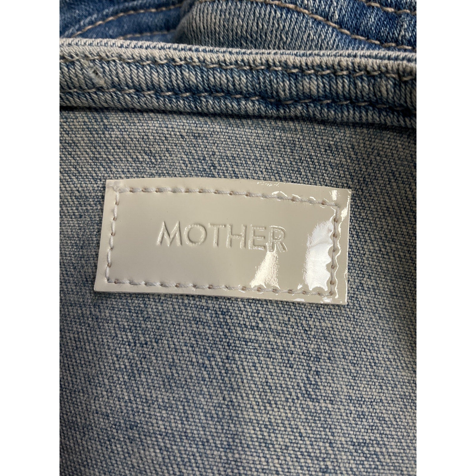 Mother 'The Ruffle' Blue Cotton Mini Raw Edge Skirt Size 27