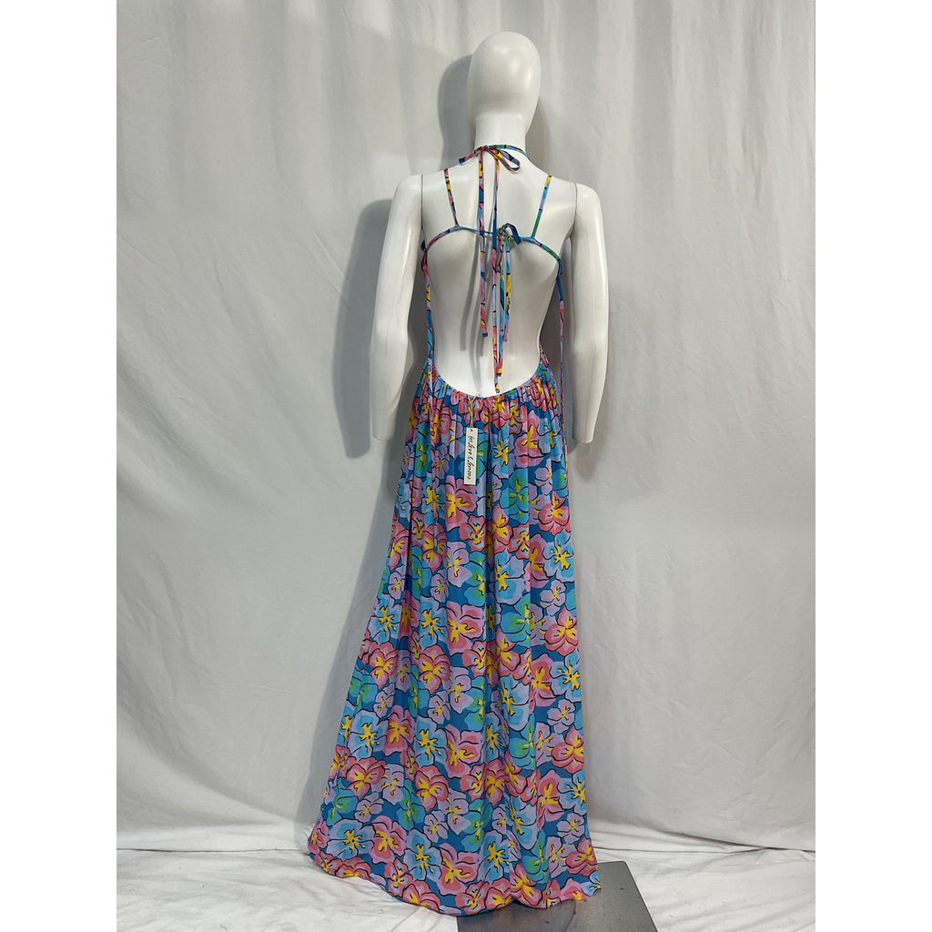 For Love & Lemons 'Yasmin' Blue Bamboo Maxi Dress Size M - NWT