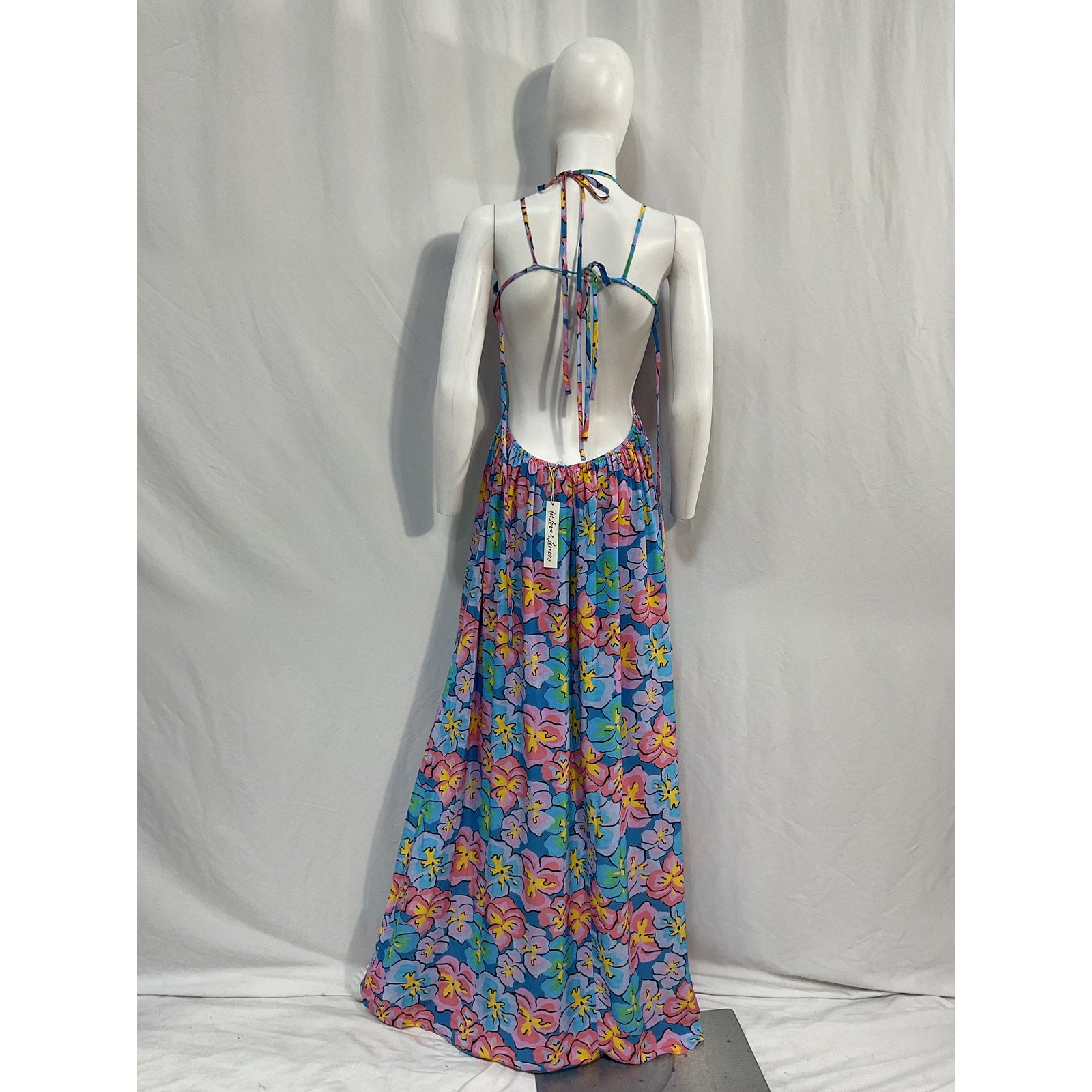 For Love & Lemons 'Yasmin' Blue Bamboo Maxi Dress Size M - NWT