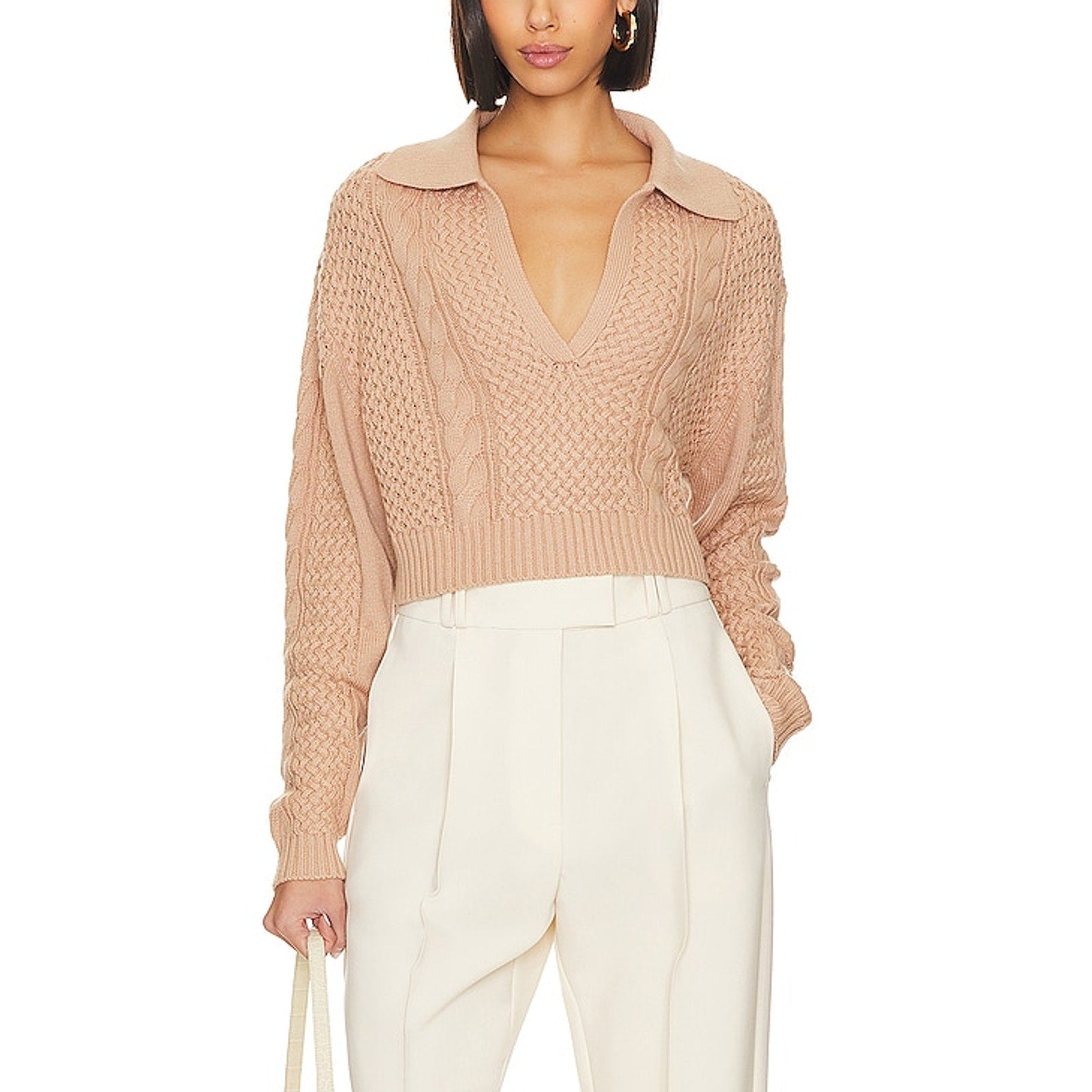 L'Academie X 'Lindsi' Beige Lane Miles Cable Pullover Size S