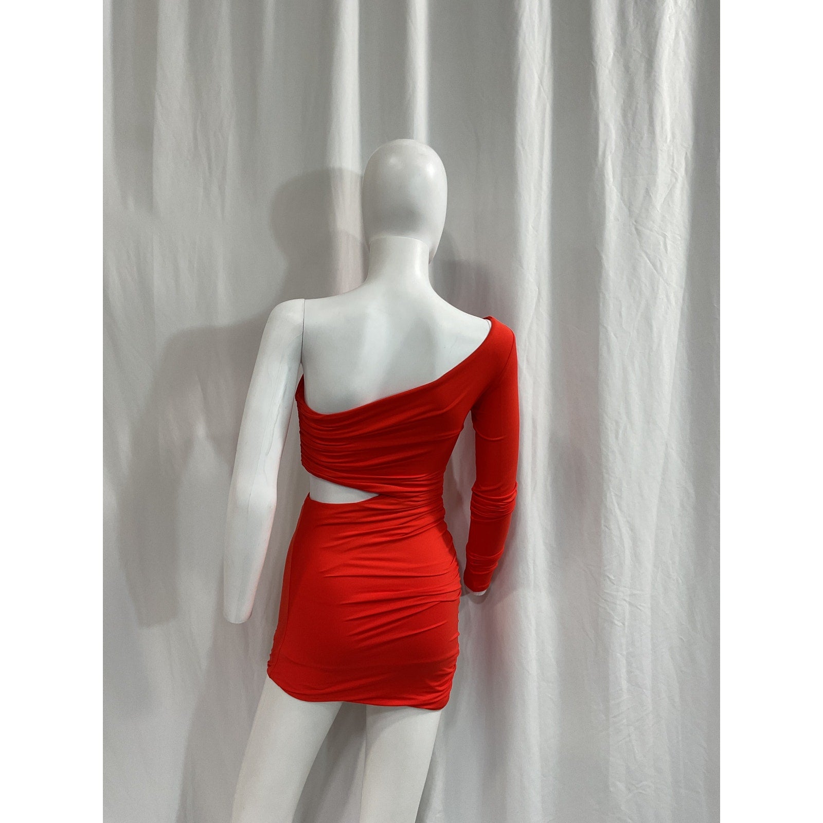 Alix Nyc 'Margeaux' Orange One-Shoulder Waist Cut Out Mini Dress Size P