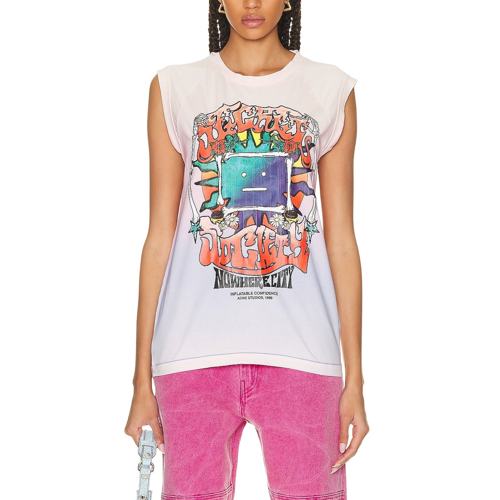 Acne Studios 'Graphic' Pink Cotton Tank Size S