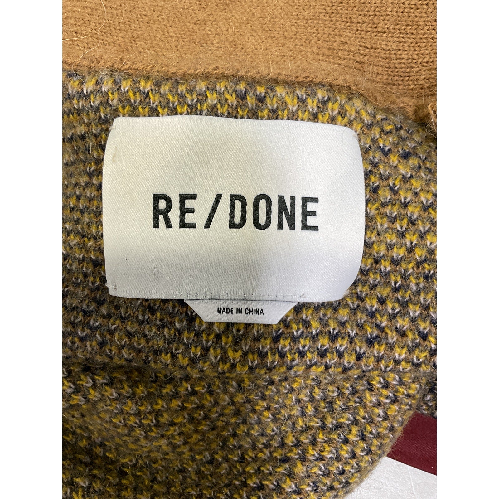 Re/Done '90s' Yellow Oversized Cropped Plunge Neck Cardigan Size P