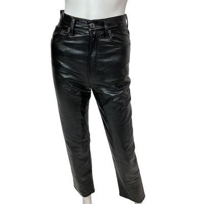 Agolde Fitted Black Recycled Leather 90s Pants Size 23