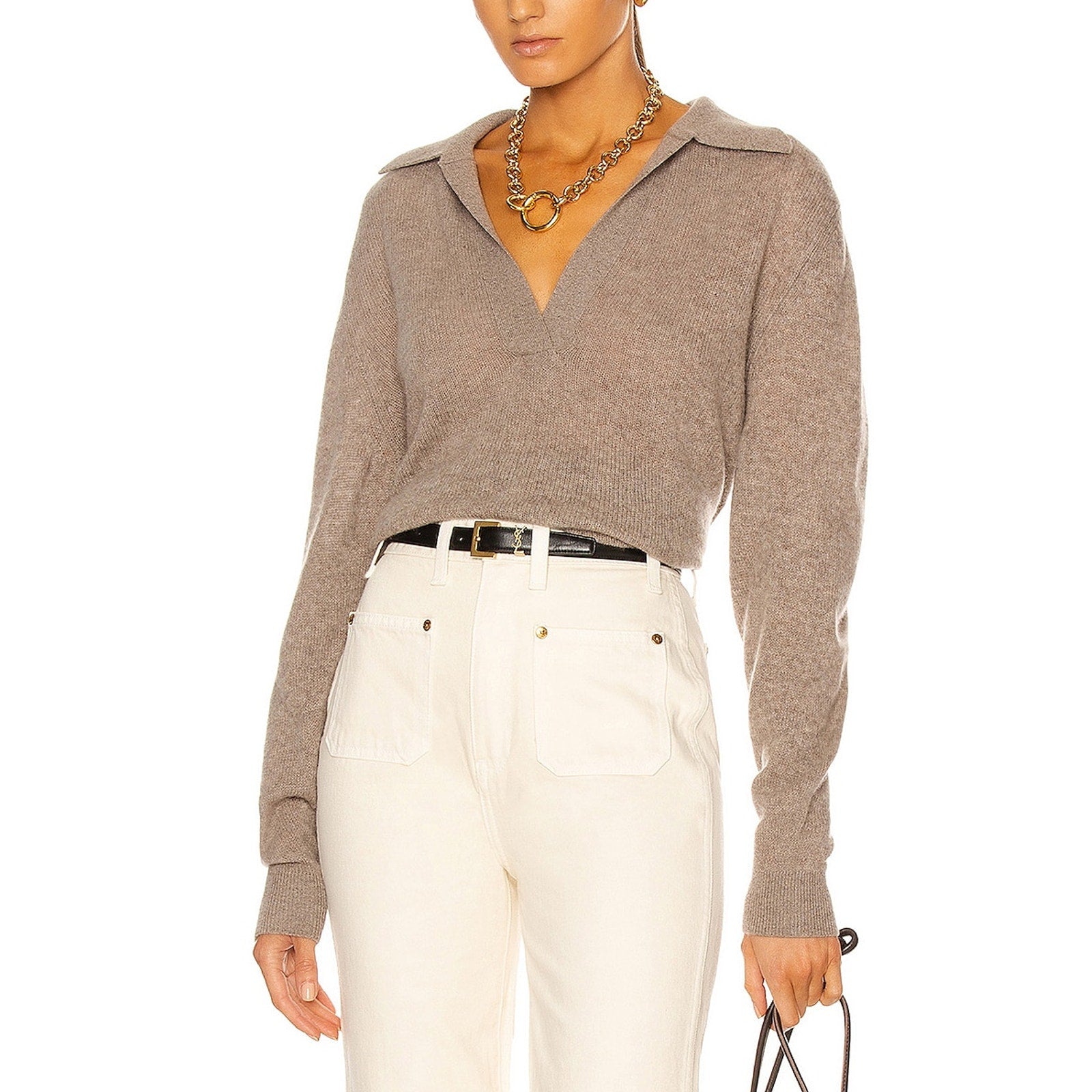 Khaite 'Jo' Grey Cashmere Pullover Sweater Size XS