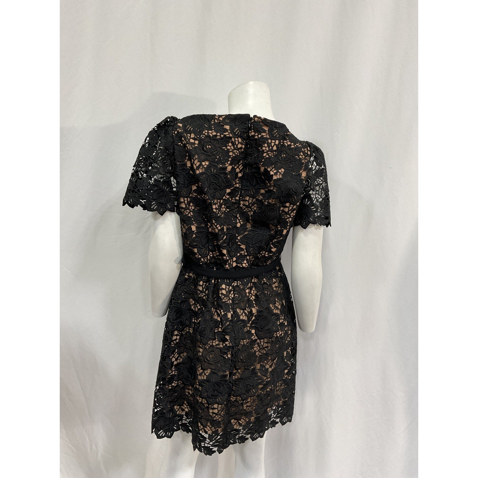 Self-Portrait Lace Black Polyester Mini Dress Size 10