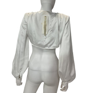 Bronx And Banco Silky White Front Tie Blouse Size S NWT