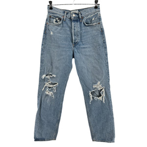 Agolde Distressed Blue 90s Mid Rise Loose Denim Jeans Size 25