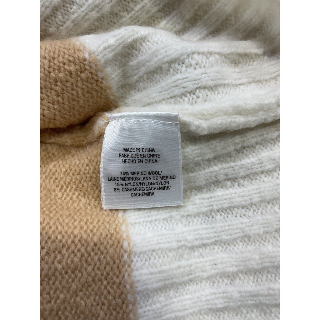 Favorite Daughter 'The Andi' Beige Contrast Rib Turtleneck Wool & Cashmere Blend Sweater Size M - NWT