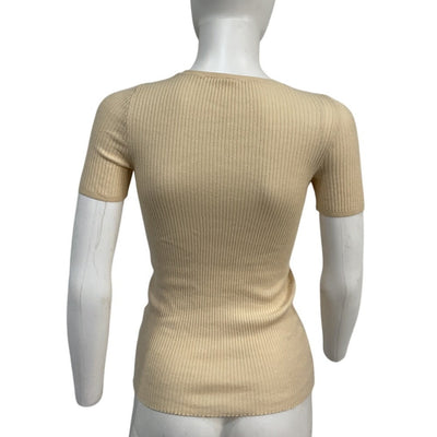 Petar Petrov Ribbed Cream Runner T Shirt Size S