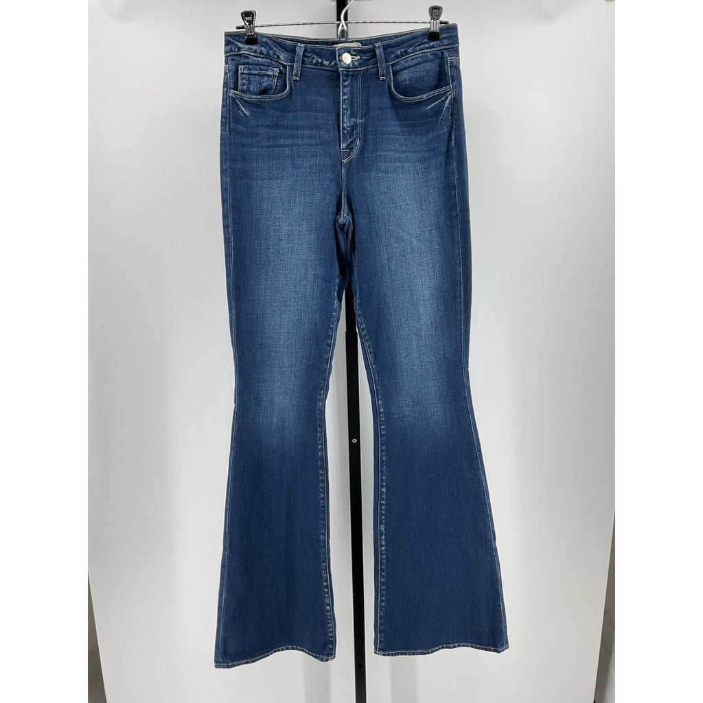 L'Agence 'Bell' Blue Cotton High Rise Flare Jean Size 28