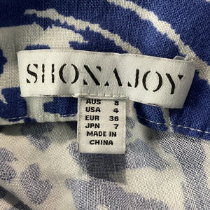 Shona Joy Printed Blue Pombeline Skirt Size AUS 8 / US 4